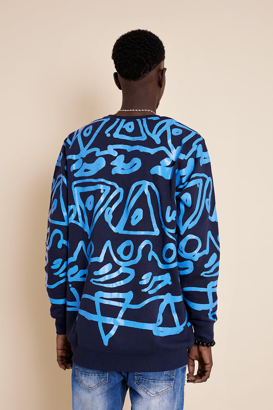 Sudadera azul Gàttal Unisex con estampado frontal y en las mangas