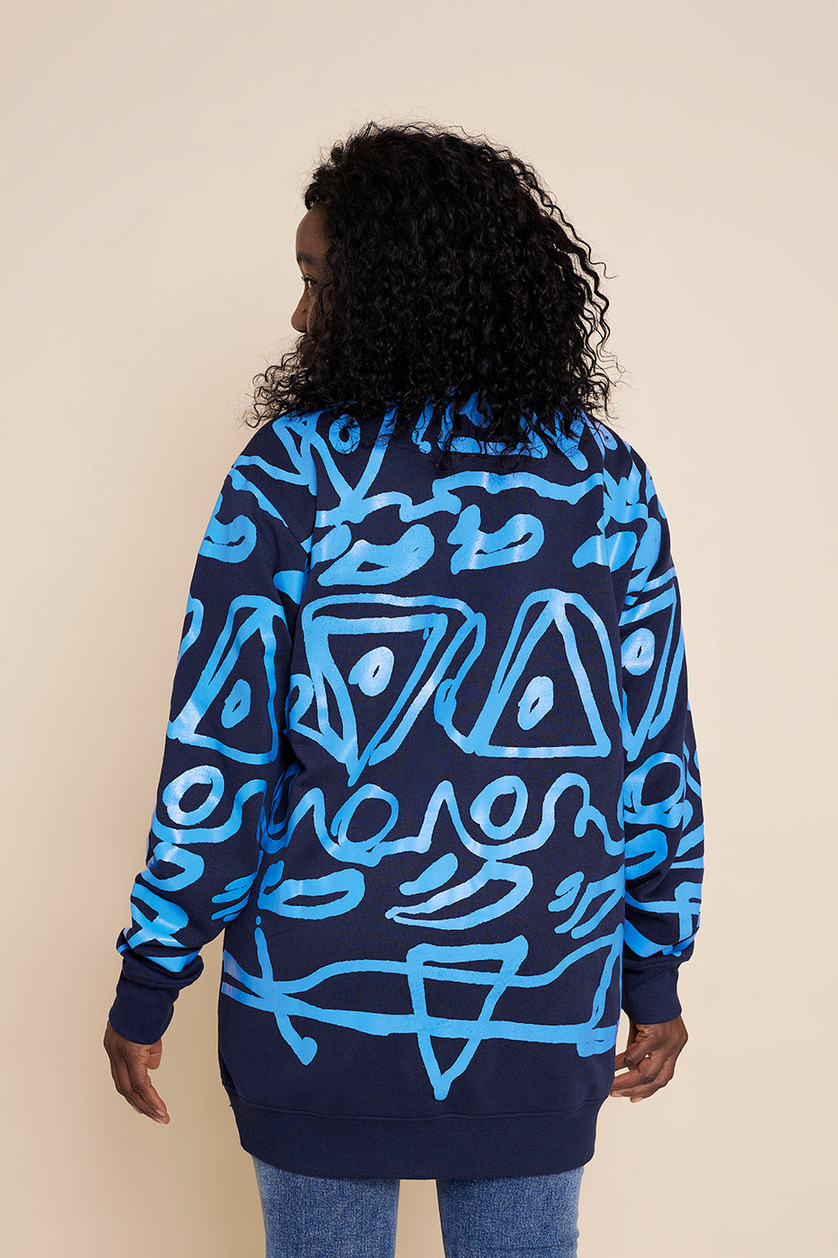 Sudadera azul Gàttal Unisex con estampado frontal y en las mangas