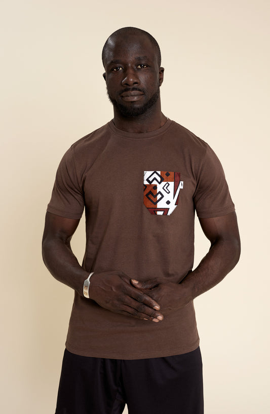 Camiseta patchwork bolsillo multicolor