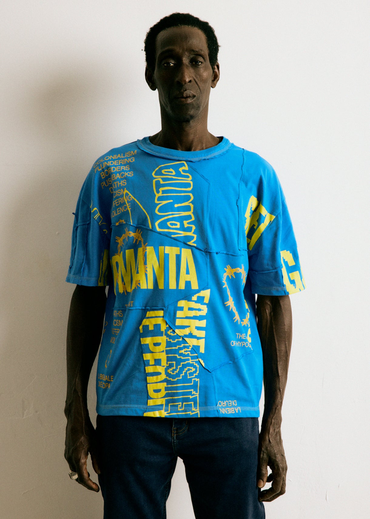 UPCYCLING OVERSIZE TEE BLUE & YELLOW