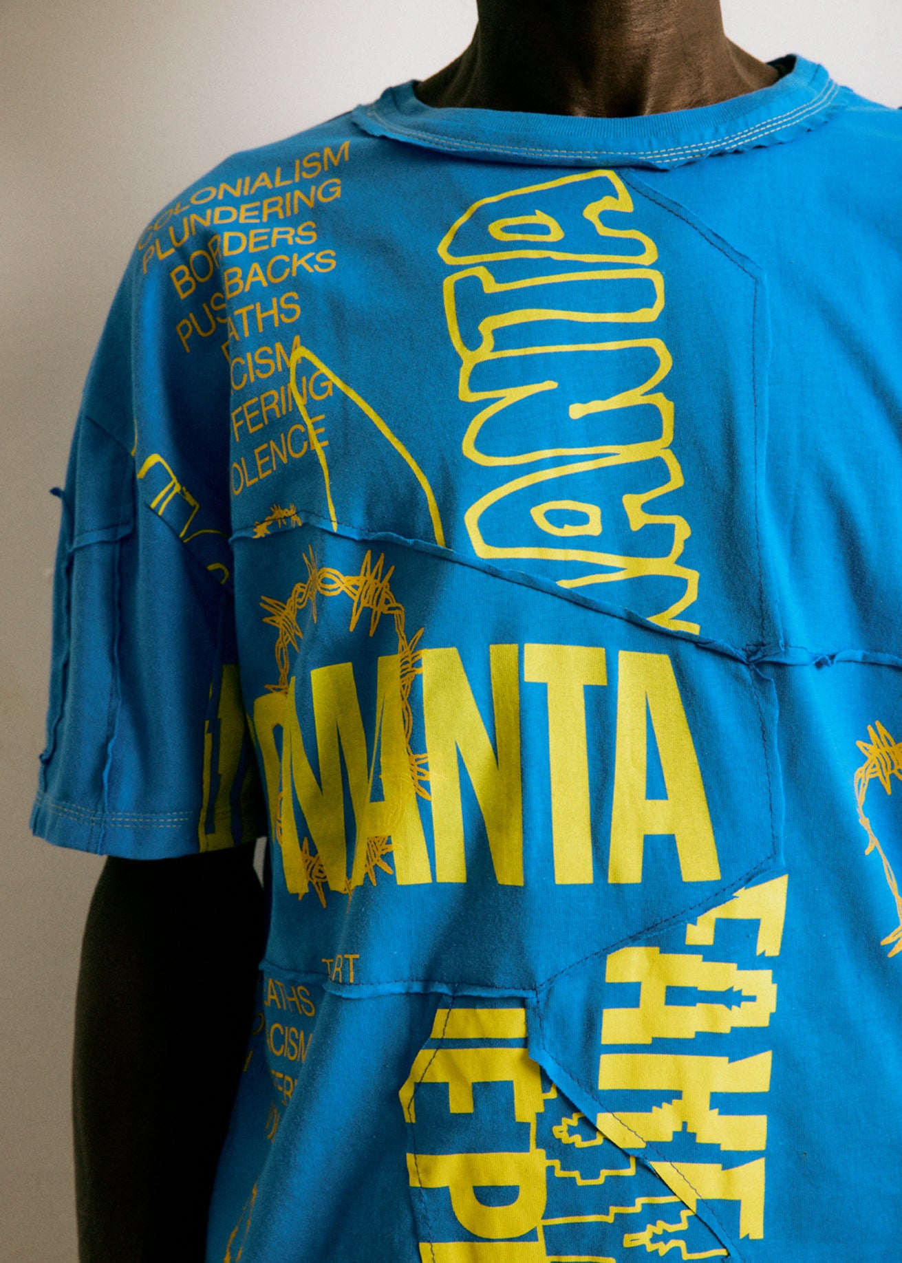 UPCYCLING OVERSIZE TEE BLUE & YELLOW