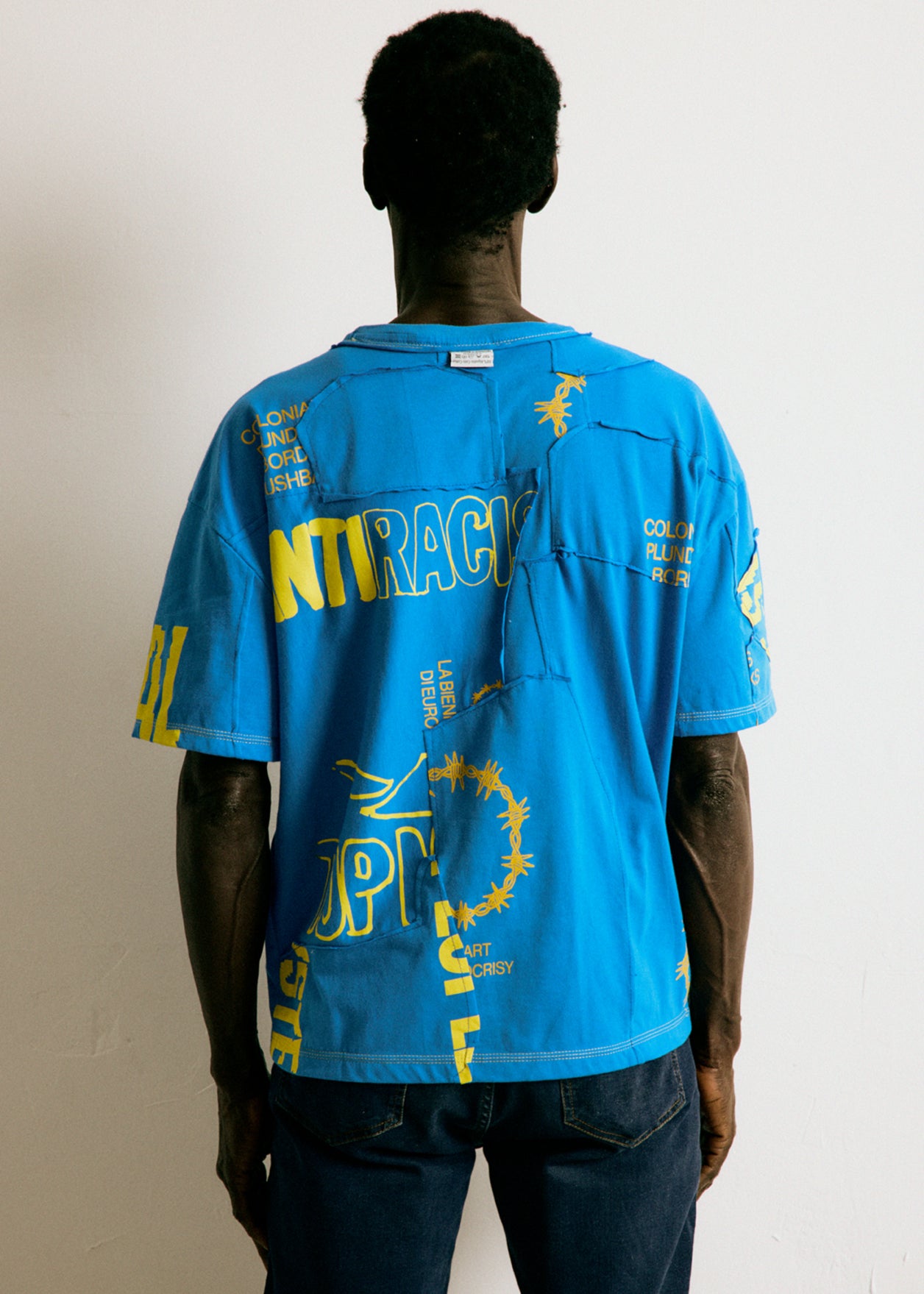 UPCYCLING OVERSIZE TEE BLUE & YELLOW