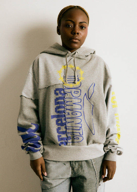 UPCYCLING HOODIE GREY & YELLOW MIX