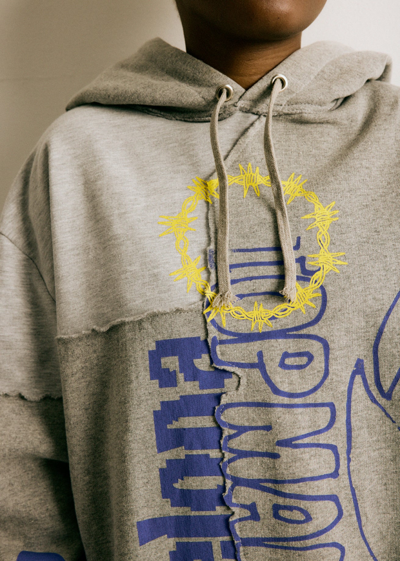 UPCYCLING HOODIE GREY & YELLOW MIX