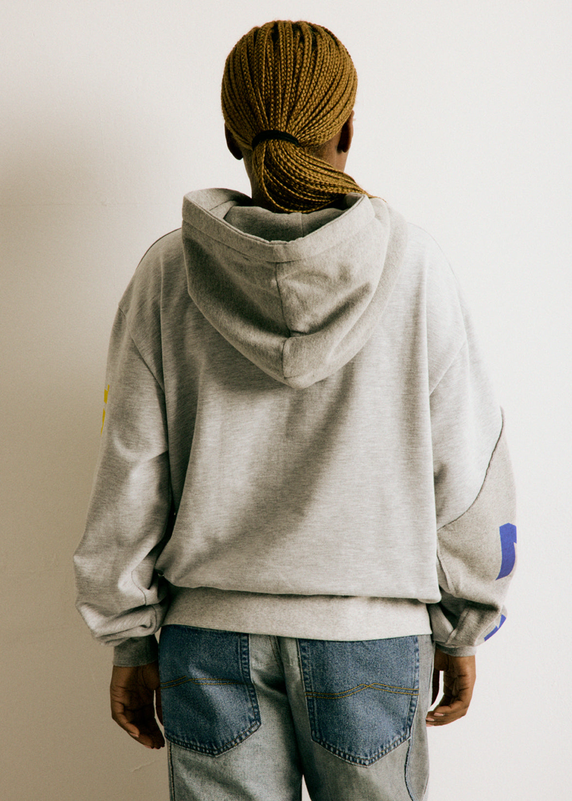 UPCYCLING HOODIE GREY & YELLOW MIX