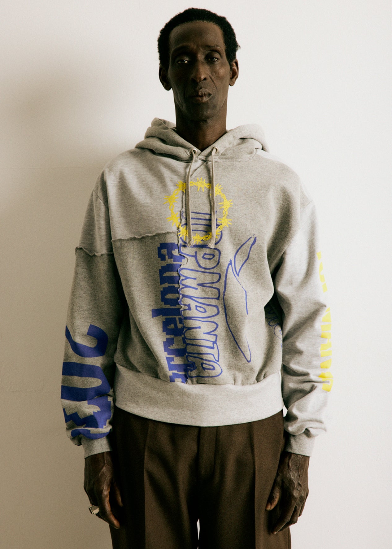 UPCYCLING HOODIE GREY & YELLOW MIX