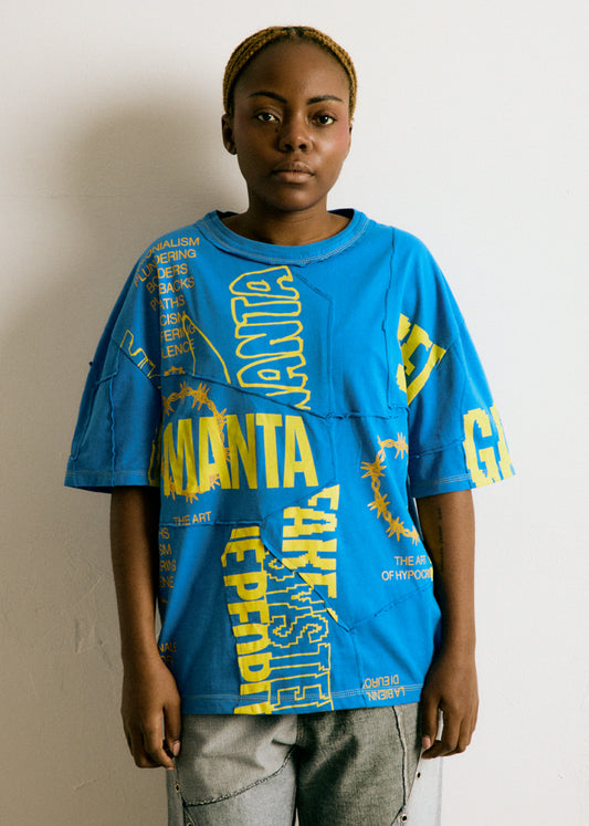 UPCYCLING OVERSIZE TEE BLUE & YELLOW