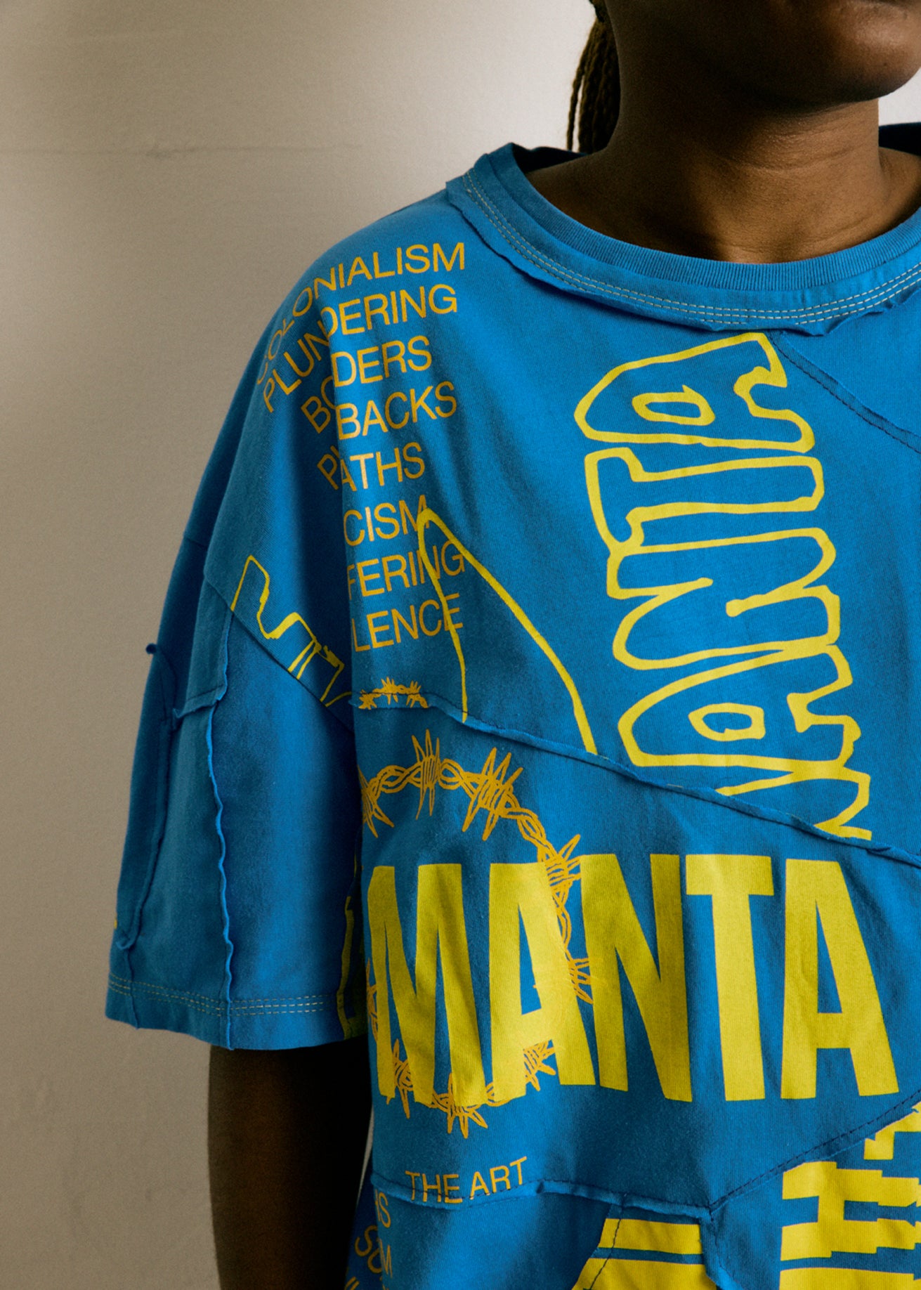 UPCYCLING OVERSIZE TEE BLUE & YELLOW