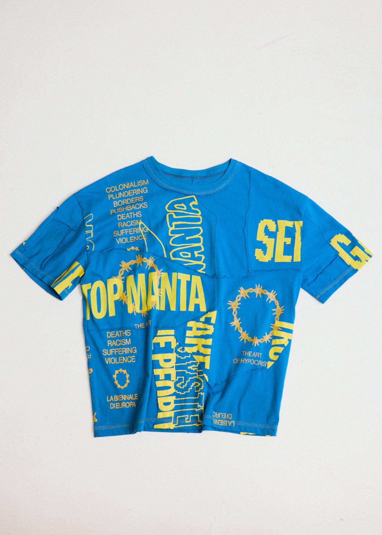 UPCYCLING OVERSIZE TEE BLUE & YELLOW
