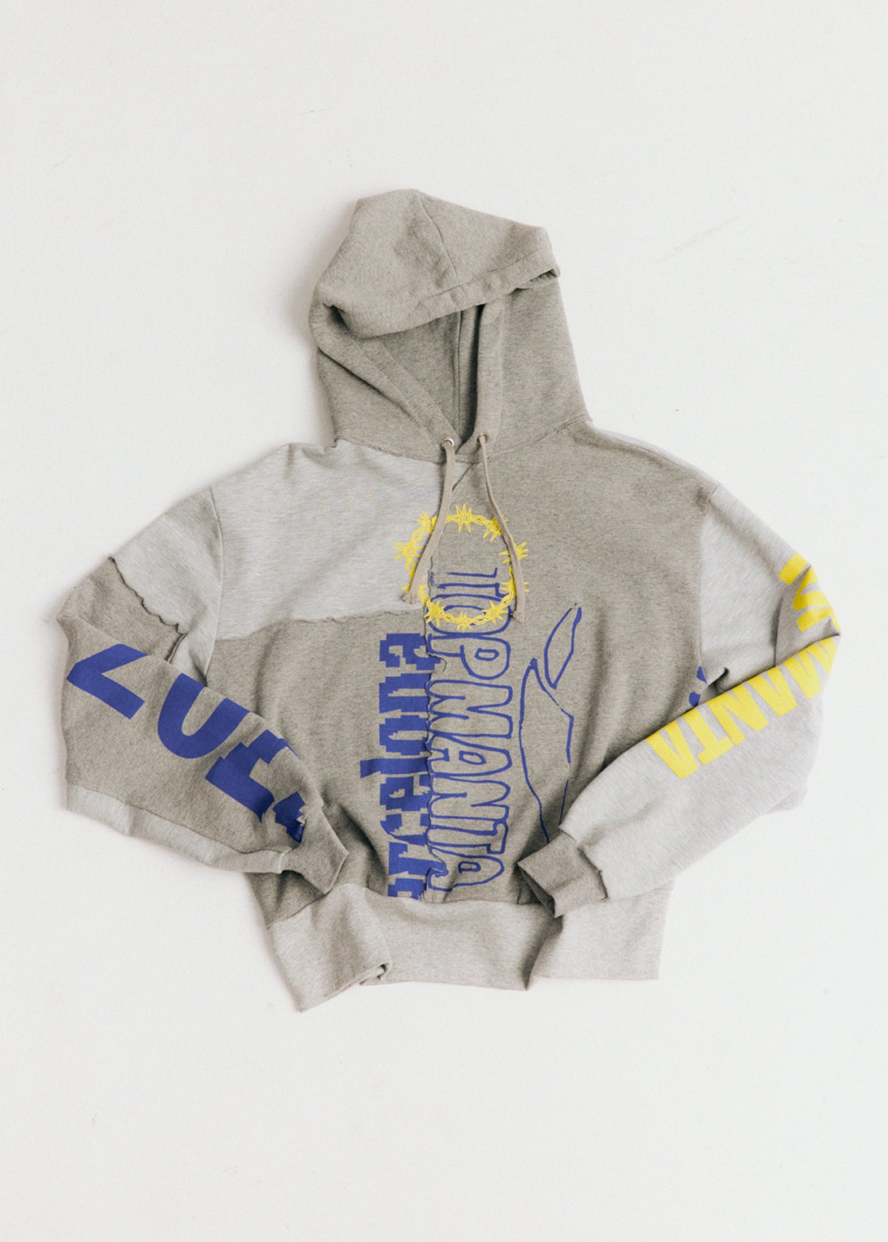 UPCYCLING HOODIE GREY & YELLOW MIX